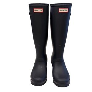HUNTER Original TALL Adjustable Women’s NAVY BLUE BOOTS rainboots Size 7 NIB